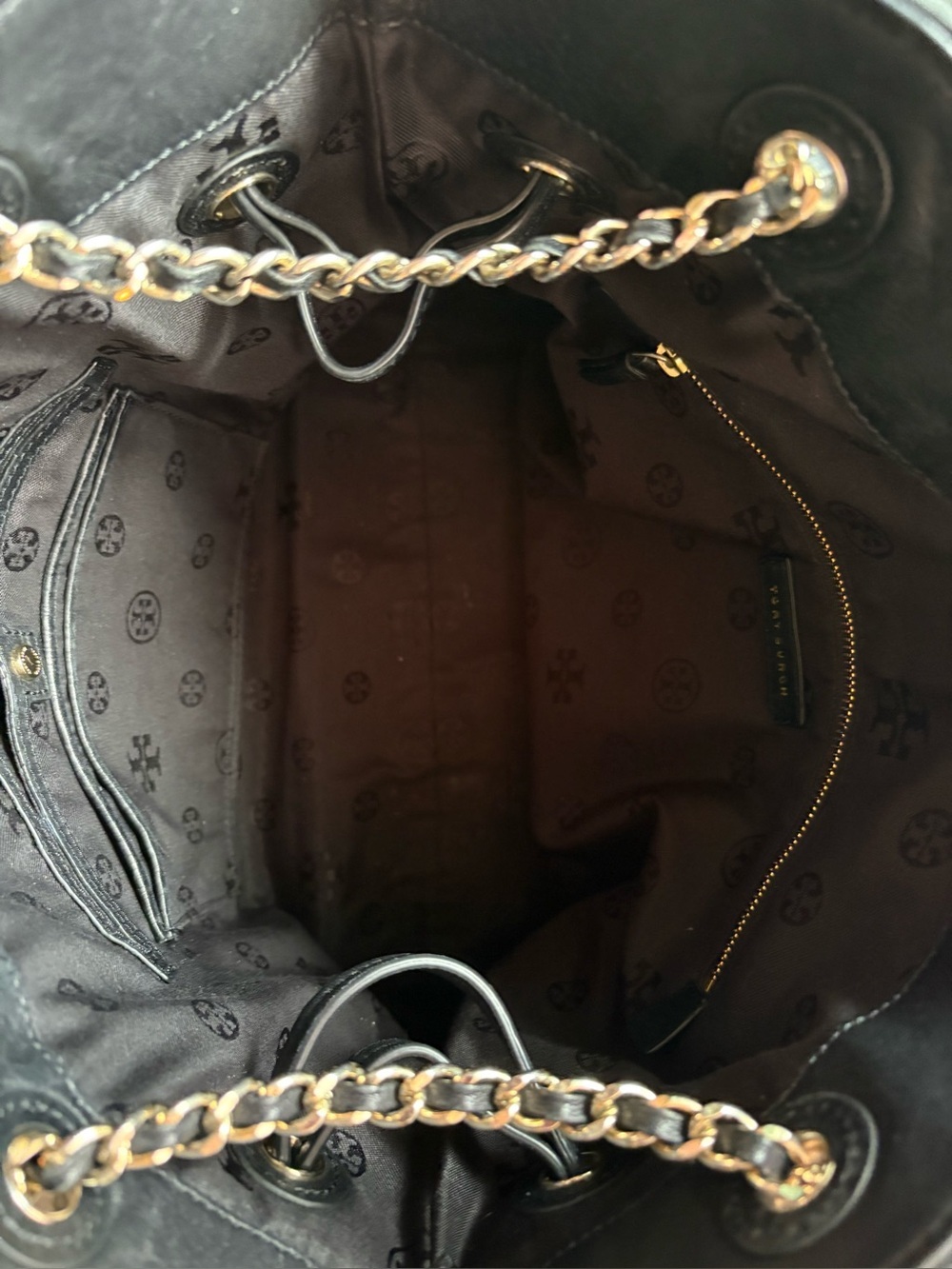 Tory Burch Quilted Diamond Marion Slouchy Tote Bag Black - Picture 9 of 9
